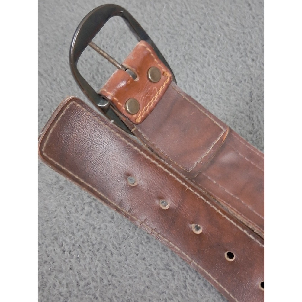 Levi Strauss Mens Brown Cowhide Braided Leather Belt Sz 36 Vintage Work Dress - Picture 5 of 8